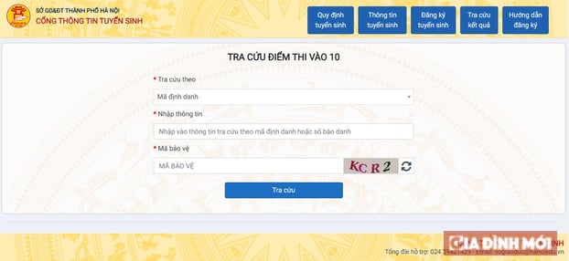 Website tra cứu điểm thi vào 10 của TP Hà Nội