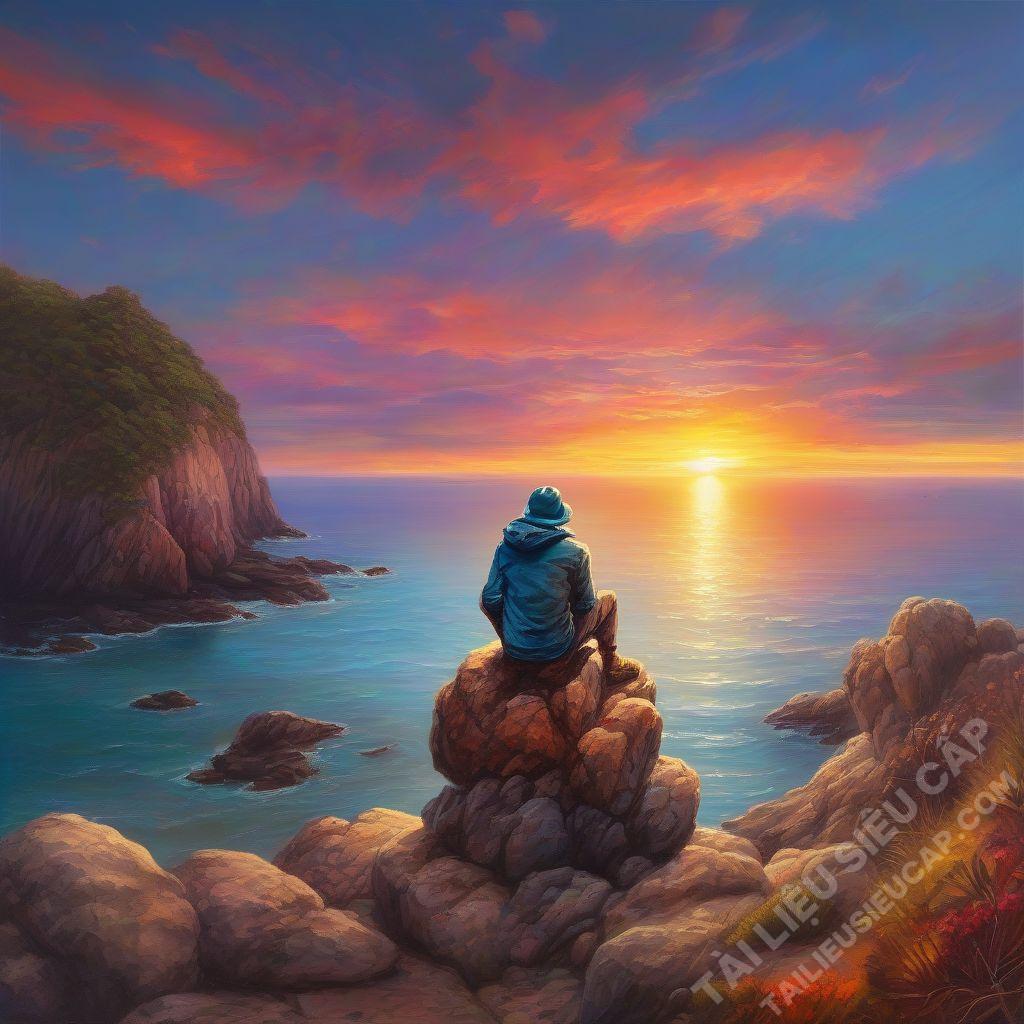 Watching sunset by the sea