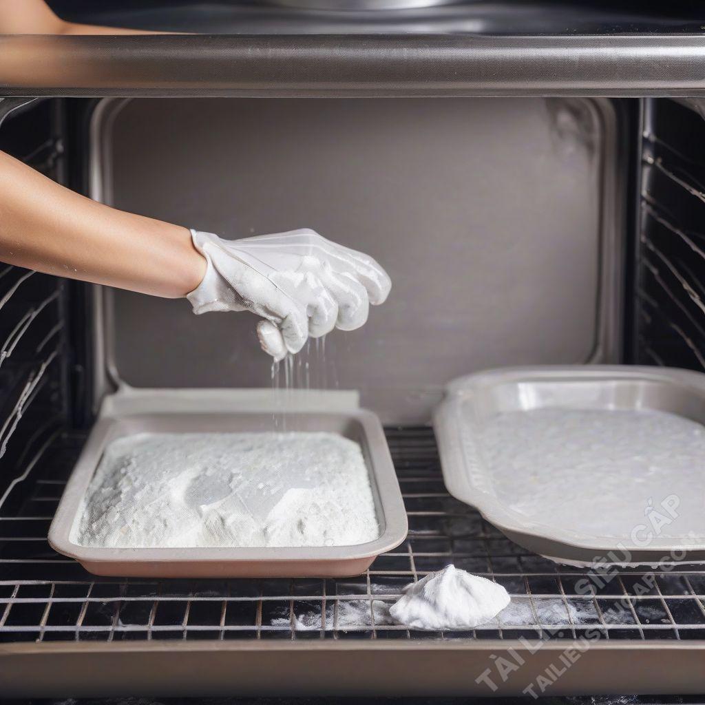 Phủ hỗn hợp baking soda lên thành lò nướng