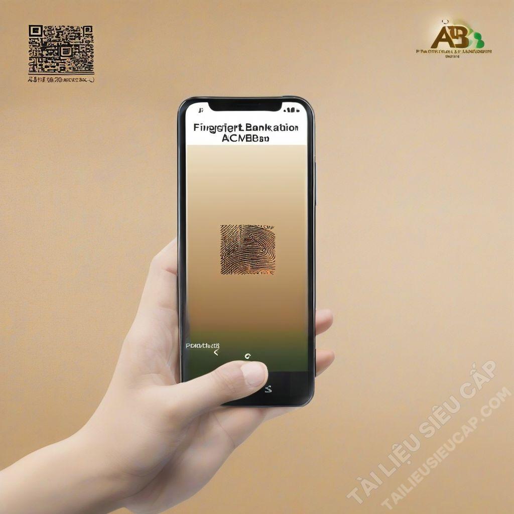 Ảnh chụp màn hình điện thoại hiển thị cách đăng ký vân tay trên ứng dụng ACB Mobile Banking