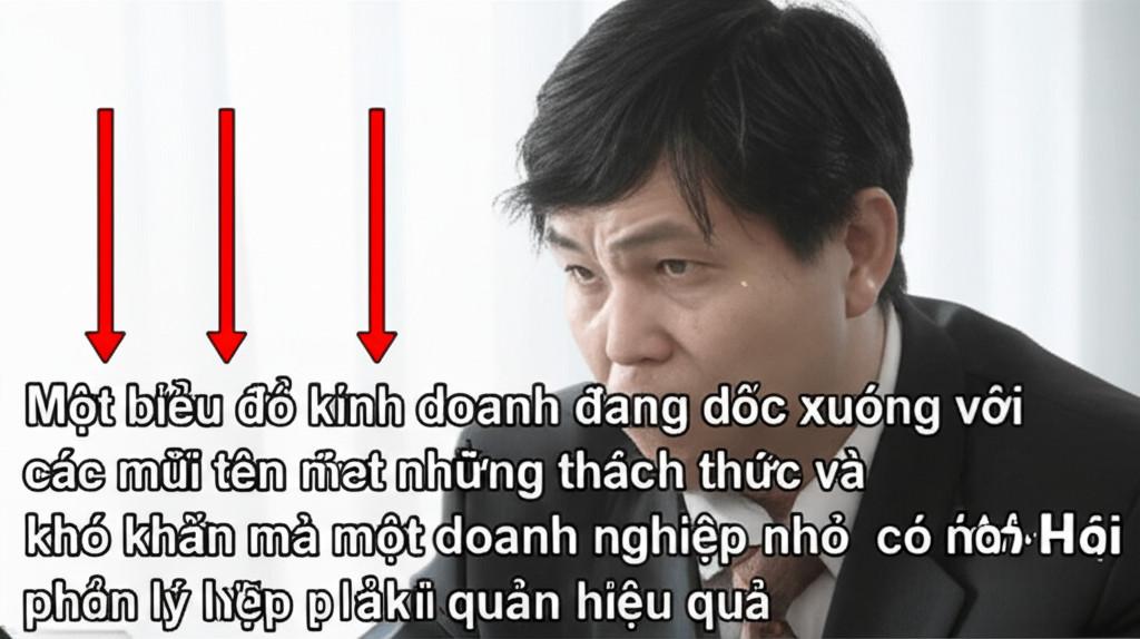 Hình ảnh biểu đồ kinh doanh đi xuống, thể hiện những thách thức trong quản lý doanh nghiệp.